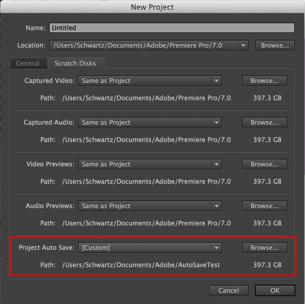 Adobe Premiere Autosave Location Windows